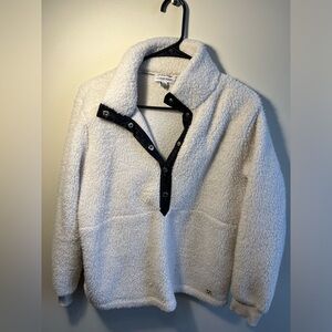 CALVIN KLEIN SHERPA JACKET QUARTER BUTTON UP JACKET WHITE S